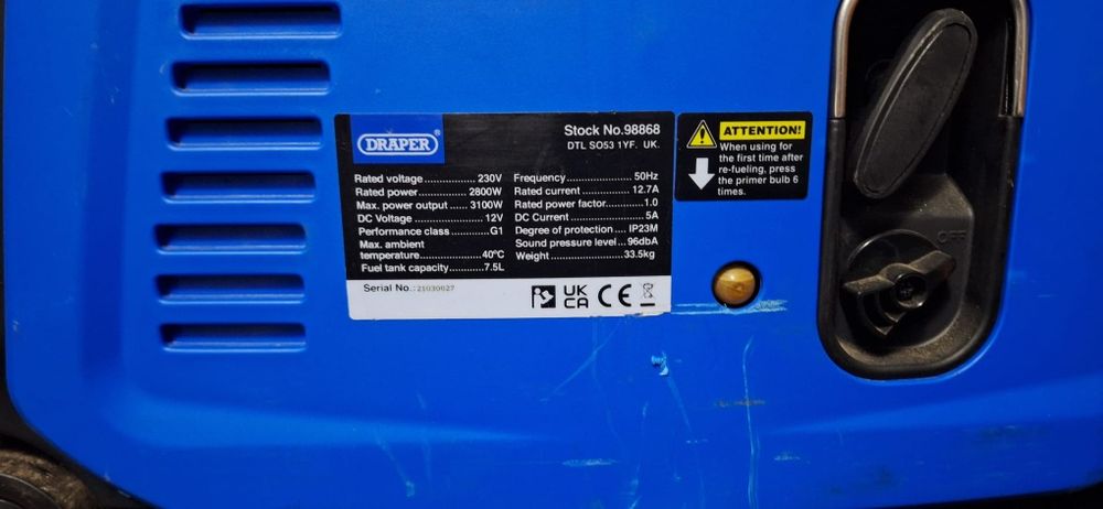 Generator electric de 3100W Draper pe benzina