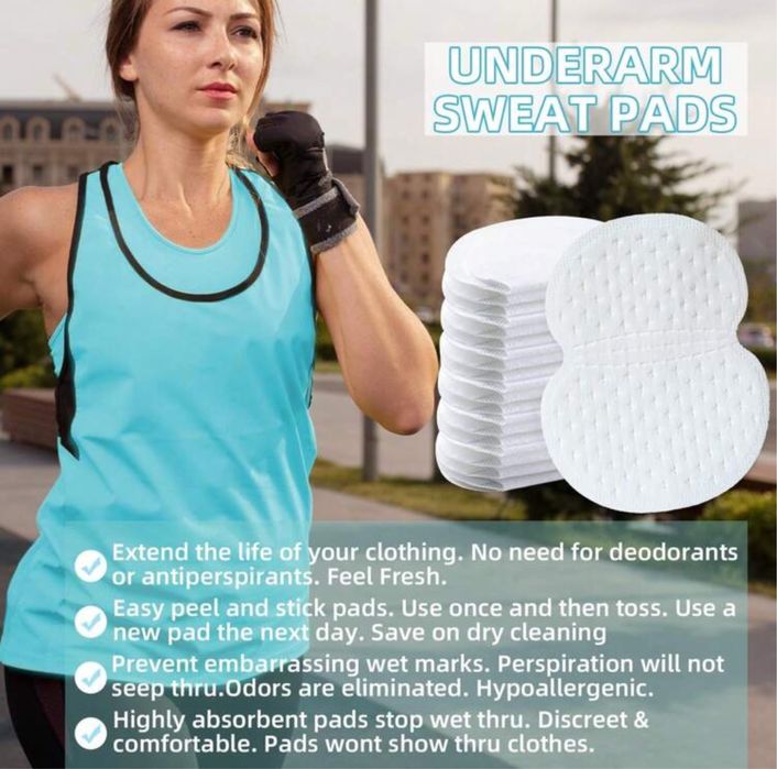 Дишащи и бързосъхнещи подплънки/ превръзки за подмищници против пот и потни петна по дрехите - 10 броя
