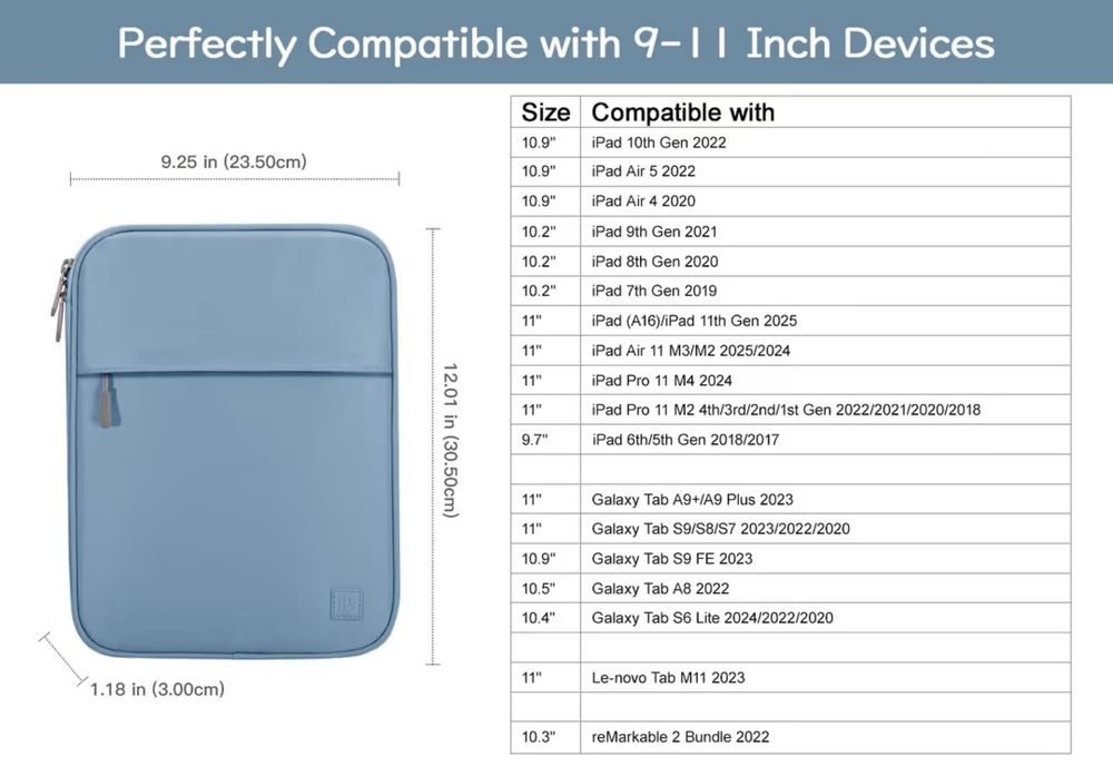 Калъф за таблет 9–11 инча с уплътнение