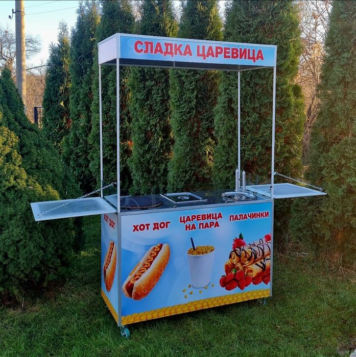 Комбинирана количка за царевица на пара, за хот дог и за палачинки