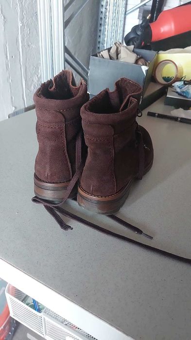 bocanci dama piele intoarsa maro toamna / iarna