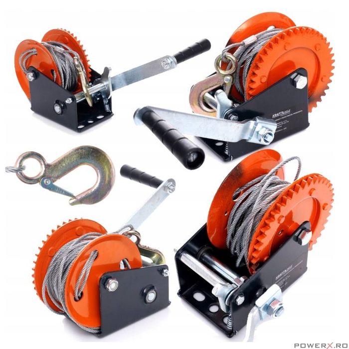 Troliu manual vinci, capacitate 544 kg 1200 lbs, lungime cablu 10