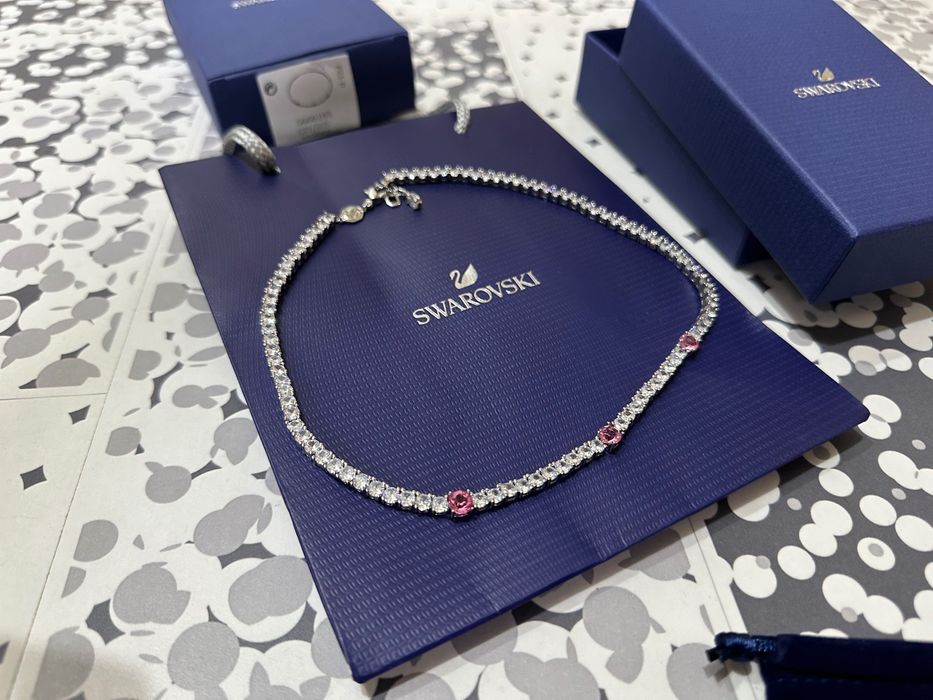 Colier Swarovski matrix tennis pietre roz model nou