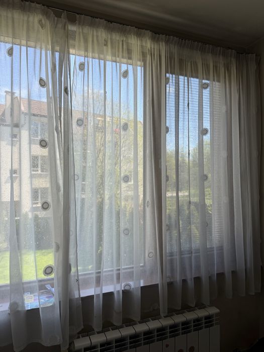 Пердета комплект 5 броя - бели с бродерии точки