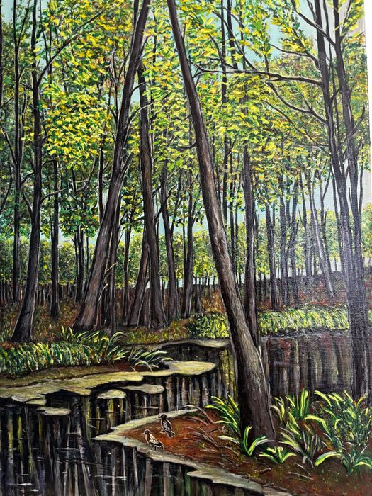 Tablou acrylic pe panza “pârâul”