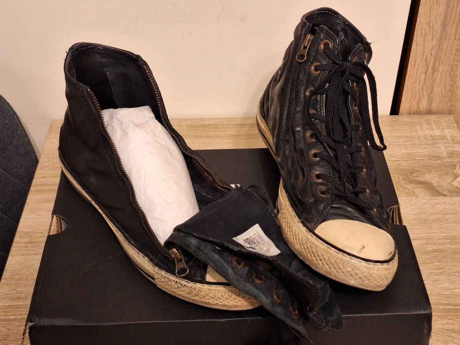 Tenisi / sneakers converse all star piele negru cu fermoar