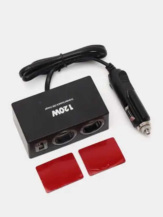 Двоен разклонител на запалката + 1 USB изход - 120W, 12V/24V.