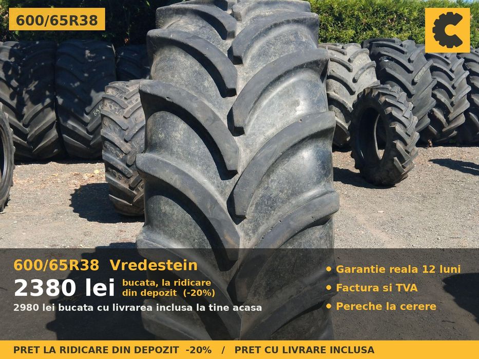 Anvelope Cauciucuri 600/65R38 600/65 R38 600/65-38 6006538 Vredestein Tractor Punte Spate Utilaje Agricole SH Second Hand SECOND HAND Garantie 1 An