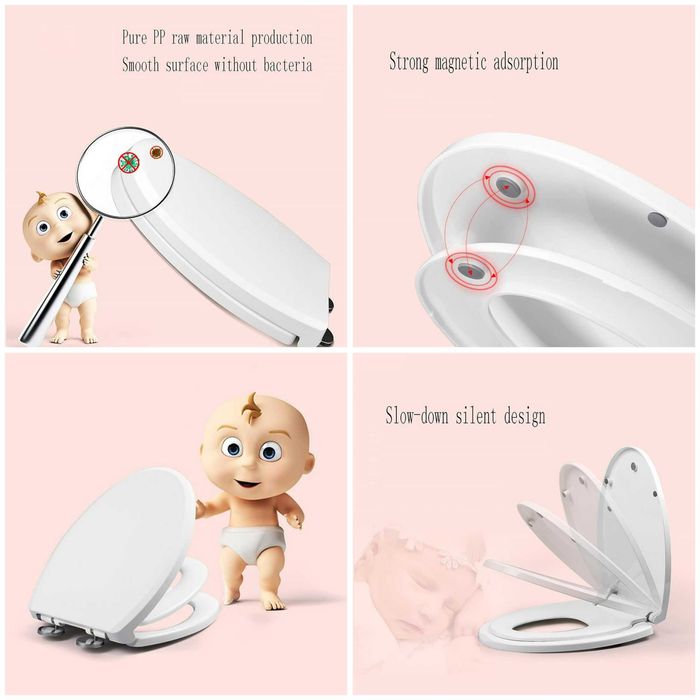 Capac WC cu reductor prindere magnetica, copii/adulti, inchidere lenta