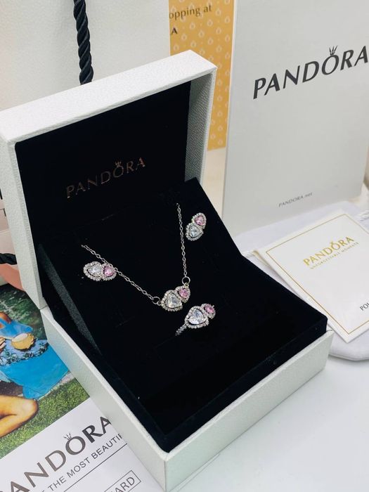 Pandora набор(кольцо,серьги,подвеска)