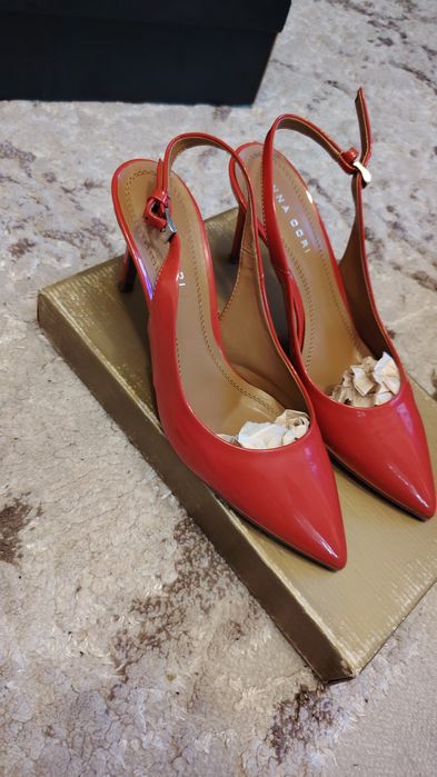 Pantofi Ana Cori, stiletto, corai, piele naturala, nr 39.ca noi!
