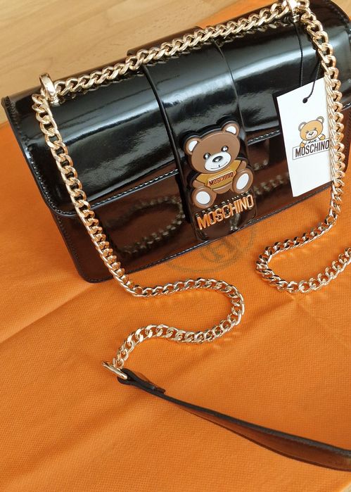Geanta Moschino,new collection,logo metalic auriu