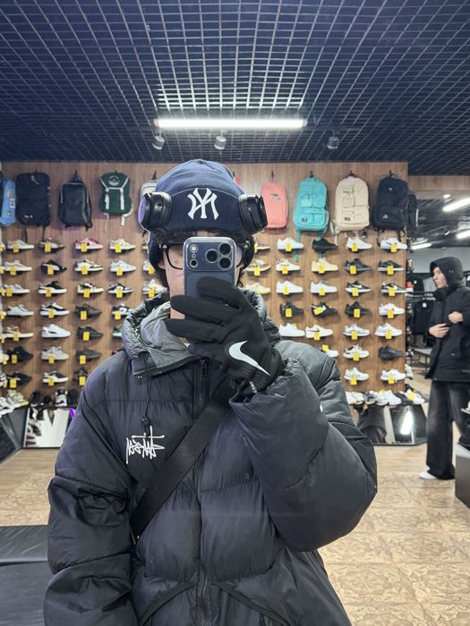 Пуховик stussy дутый с капюшоном
