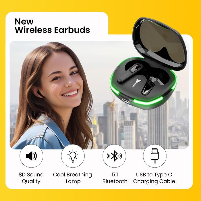 Стерео безжични слушалки Bluetooth 5.1 за телефон