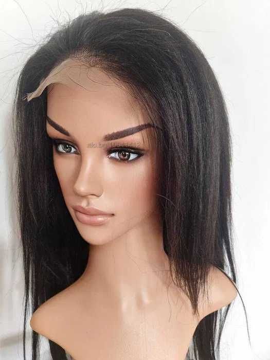 Черна перука от микс естествен косъм и примеси 70 см с Lace 4×4