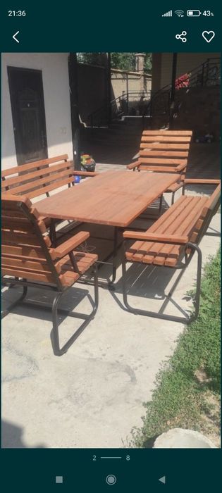 Скамейки, стол, кресла