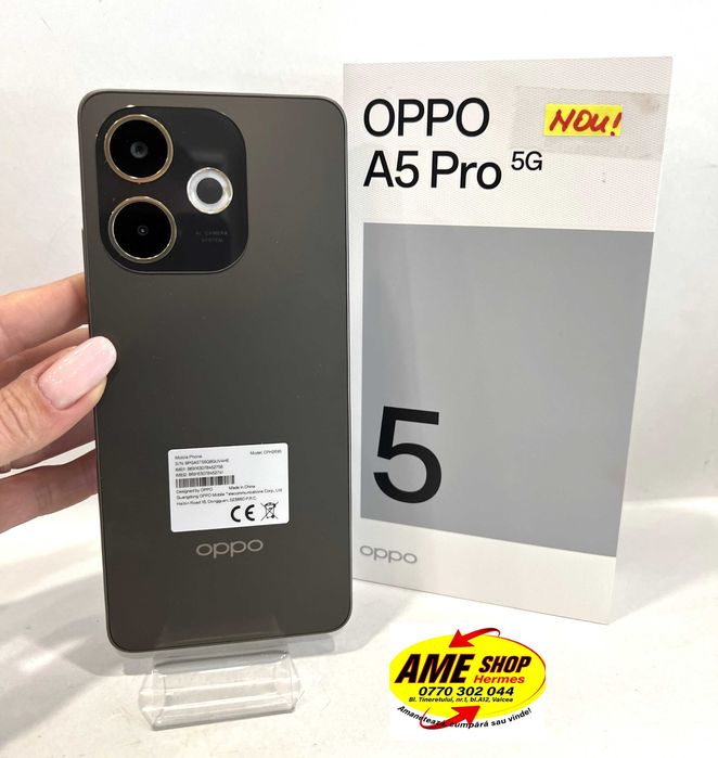 Oppo A5 Pro 5G, 256GB/8GB RAM, garantie,  Black Brown, NOU!