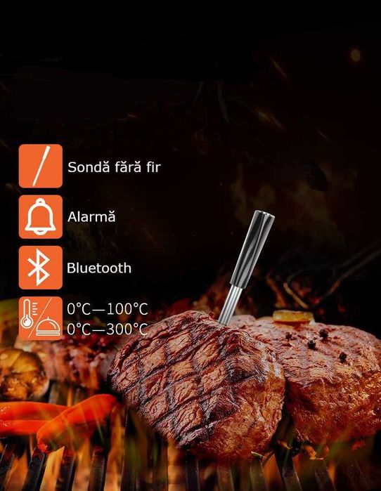 Termometru inteligent pentru carne cu aplicatie si conexiune bluetooth