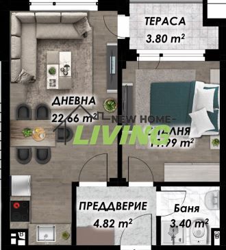2-стаен в Пловдив-Беломорски площ 64 цена 90880