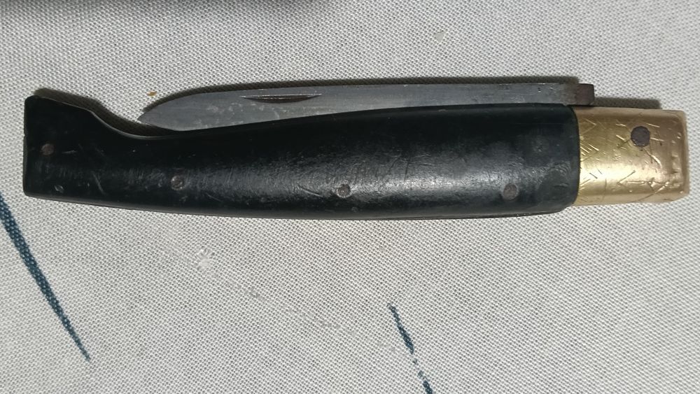 Briceag Sardinian Conaz Pattada-Guler Alamă Gravat Manual -Corn De Bivol