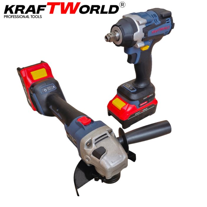 Немски Акумулаторен Комплект Гайковерт и Ъглошлайф125мм Kraft Германия