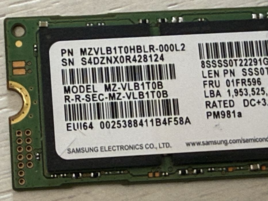 Samsung SSD 1 TB M2 2280 NVMe