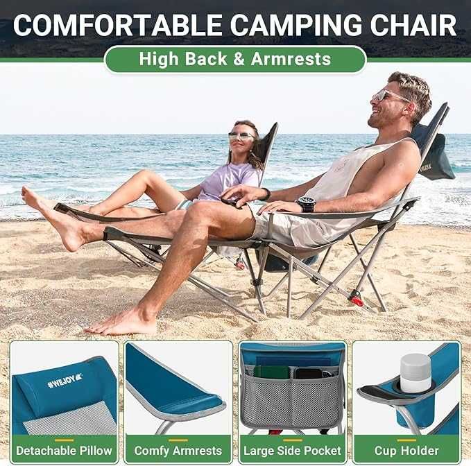 WEJOY Scaune de camping pliabile,  pachet de 2 bucati