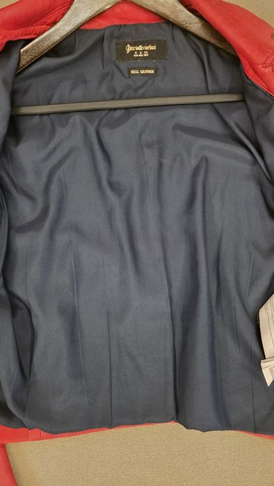 Кожено яке червено естествена кожа Stradivarius