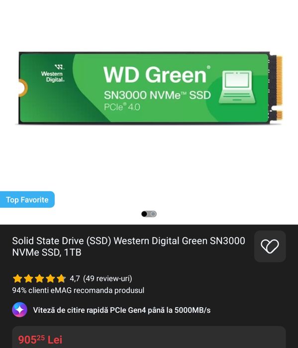 Okazie‼️ Western Digital 1tb pcie 4.0 - impecabil  !