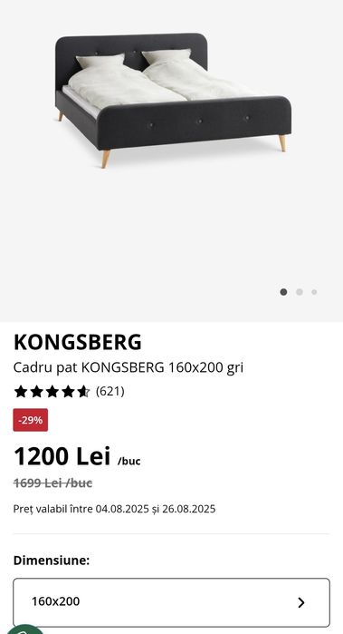 Pat matrimonial 160x200 +somiera+saltea Jysk