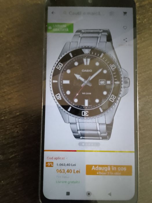 Ceas barbatesc casio nou nepurtat are folia pe el