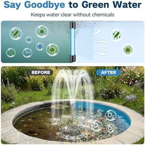 Нова Филтърна помпа за градинско езеро 4600 л/ч UV светлина 3 накрайника 5м кабел