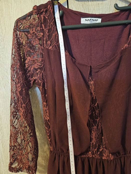 Rochie de ocazie cu dantelă, culoarea vișiniu/burgundy