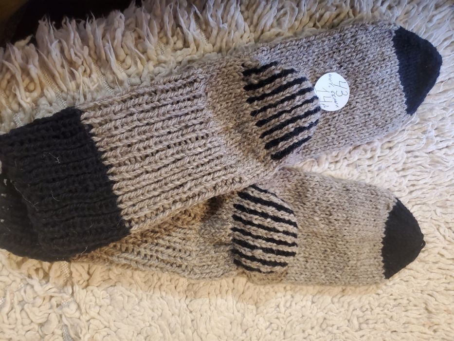 Ръчно плетени мъжки чорапи от вълна размер 43