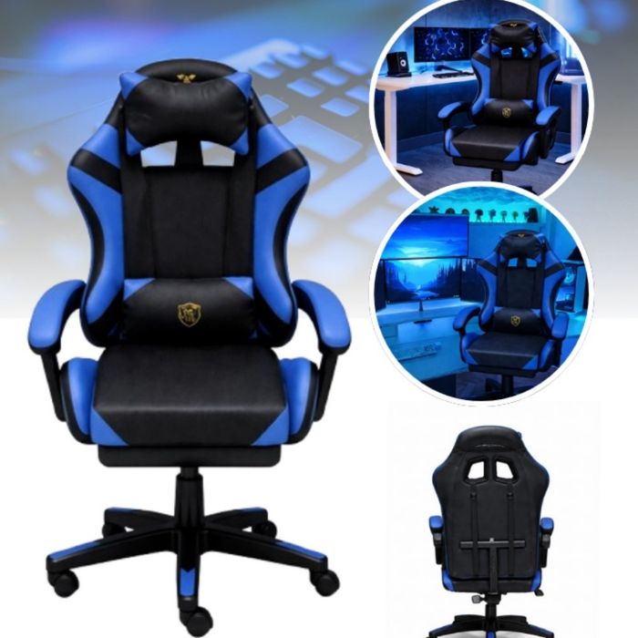 Ергономичен геймърски стол с масажна функция и поставка за крака