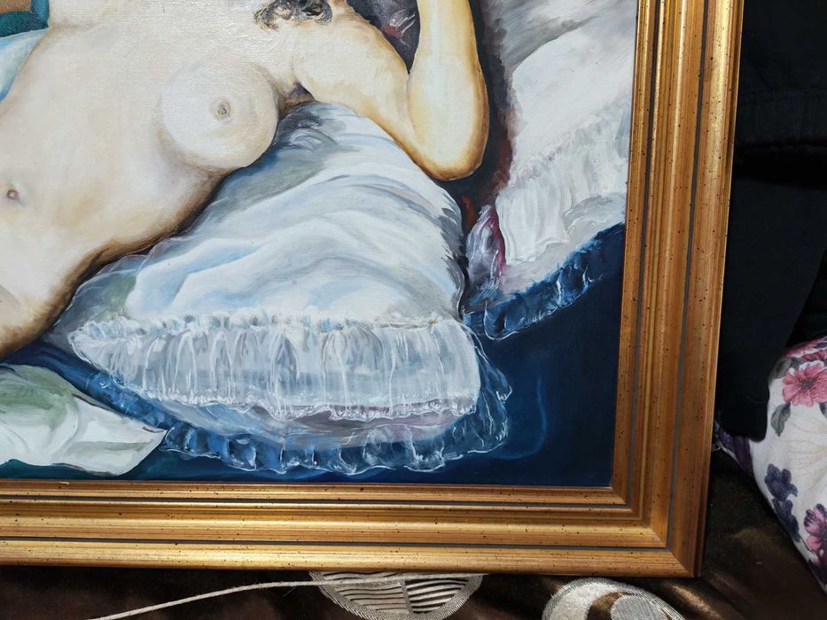 Tablou Mare Ulei Nud - Ramă Foiță Aur