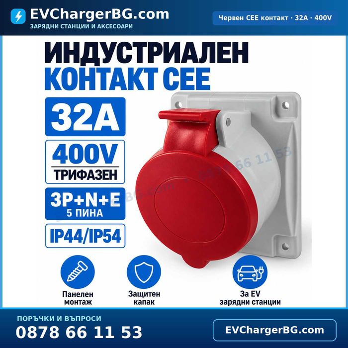 УЛТРА ПРОМО! Зарядни станции за електромобили Type 2, 3.5/7/11/22kW, WiFi, APP, до 32A, 1/3 фази, 2 г. гаранция, от 99 евро