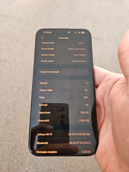 Vand/schimb Iphone 15 pro max 256 GB