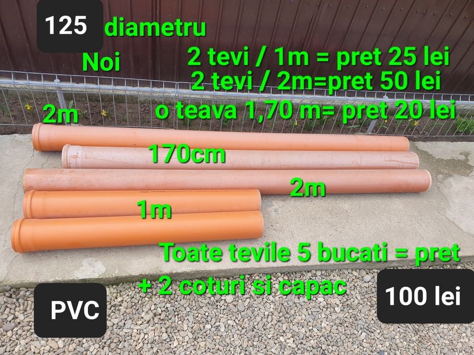 Tevi PVC canalizare 125 diam.