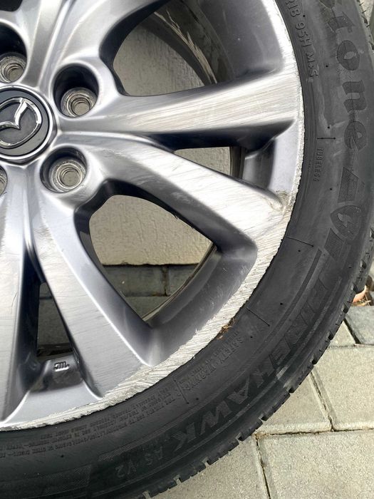 Jante Mazda R18 + Anvelope Firestone M+S – 2 buc., originale, uzate