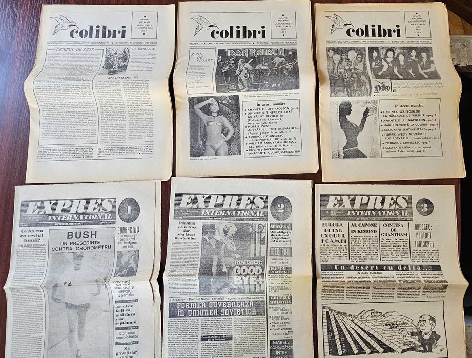 Lot Reviste 1989-1990: Expres Internațional Nr. 1-3 și Colibri Nr. 1, 2, 5