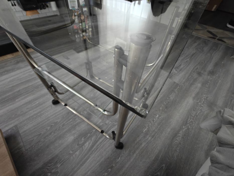 Masa cafea din sticla securizata pe roți