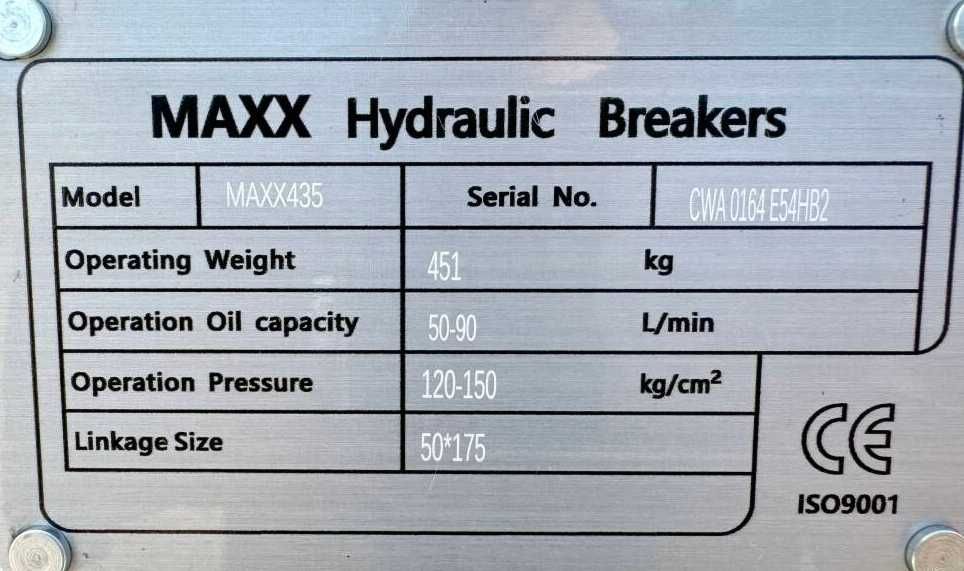 Хидравличен чук (пикон) MAXX 435 – за багер / багер-товарач 6–10 тона