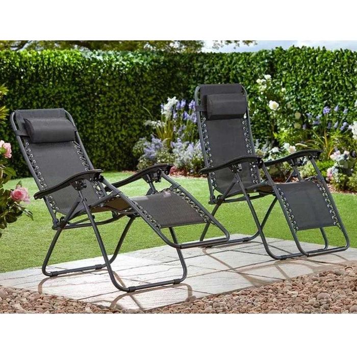 Sezlong Scaun de relaxare cu suport pentru pahare negru