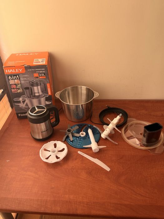 Tocător Electric HALEY HY-1244, 1200W, Bol Inox 3.5L, 6 Lame, 6 în 1, 3 Viteze, Multifuncțional