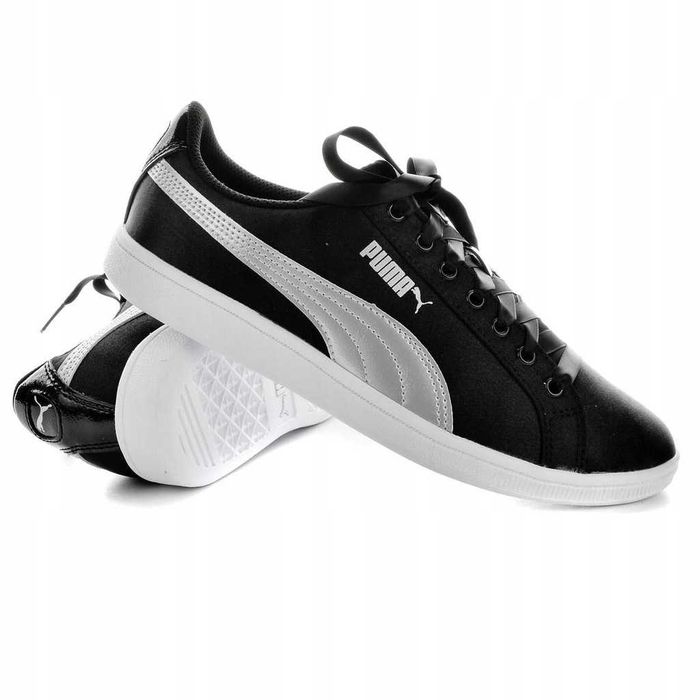 %ПРОМО% PUMA № 38 – Дамски обувки сатениран ефект BLACK & SILVER нови