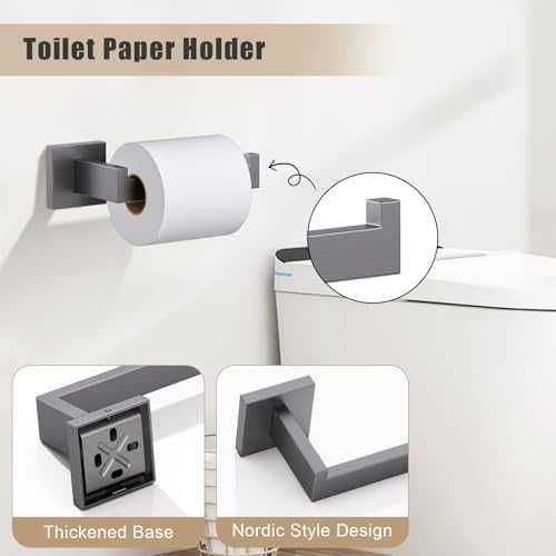 Нов Комплект аксесоари за баня 4 части неръждаема стомана 304 Поставка за хартия кърпа куки