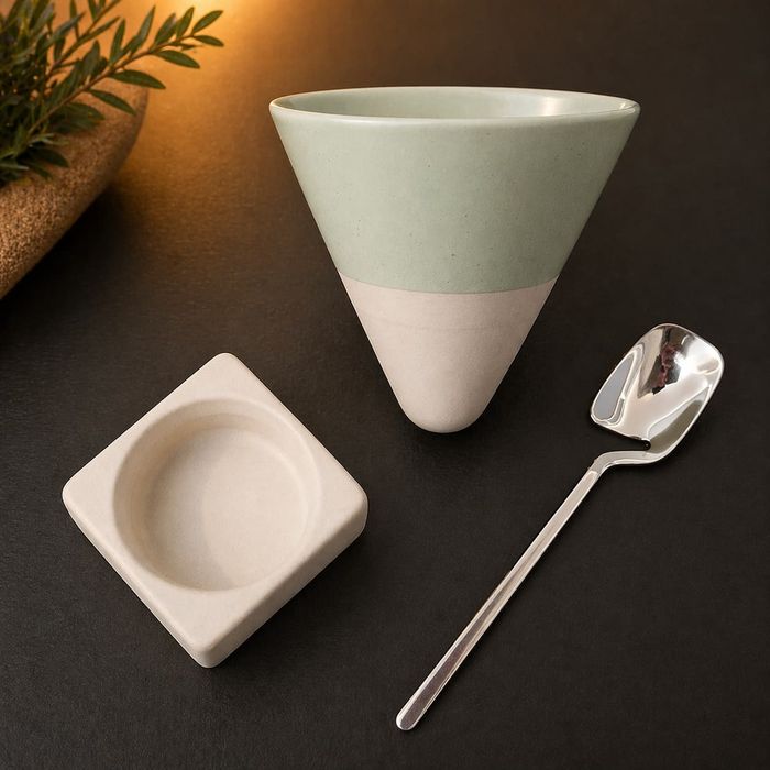 Vand set 2 cesti conice de cafea, ceramica 130 ml