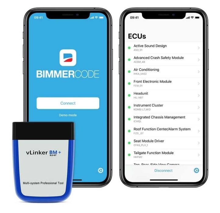 Bm+ interfata diagnoza BMW Bimmer Code si Bimmer Link Codare BMW iOS și Android Regenerare DPF Seriile E, F si G