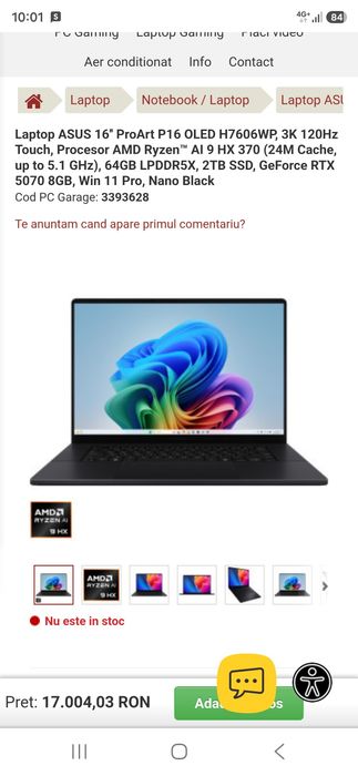 Laptop asus pro art 16
